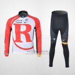 2011 Fietskleding Radioshack Wit en Rood Lange Mouwen en Koersbroek