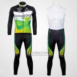 2012 Fietskleding GreenEDGE Zwart en Groen Lange Mouwen Koersbroek