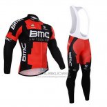 2015 Fietskleding BMC Zwart en Rood Lange Mouwen en Koersbroek