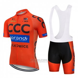 2018 Fietskleding CCC Oranje Korte Mouwen en Koersbroek