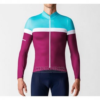 2019 Fietskleding La Passione Blauw Wit Rood Lange Mouwen en Koersbroek