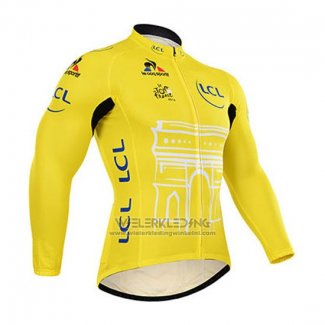 2015 Fietskleding Tour de France Geel Lange Mouwen en Koersbroek