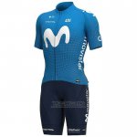 2020 Fietskleding Movistar Wit Blauw Korte Mouwen en Koersbroek