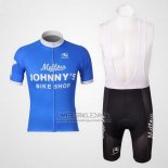 2010 Fietskleding Johnnys Wit en Azuur Korte Mouwen en Koersbroek