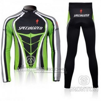 2010 Fietskleding Specialized Groen en Zwart Lange Mouwen en Koersbroek