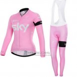 2015 Fietskleding Vrouw Sky Fuchsia Lange Mouwen en Koersbroek