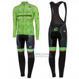 2016 Fietskleding Cannondale Zwart en Groen Lange Mouwen en Koersbroek