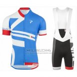 2016 Fietskleding Pinarello Blauw en Wit Korte Mouwen en Koersbroek