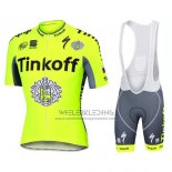 2016 Fietskleding Tinkoff Geel Korte Mouwen en Koersbroek