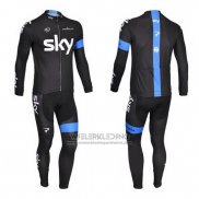 2013 Fietskleding Sky Blauw en Zwart Lange Mouwen en Koersbroek