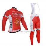 2015 Fietskleding Cofidis Rood Lange Mouwen en Koersbroek