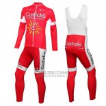 2016 Fietskleding Cofidis Wit en Rood Lange Mouwen en Koersbroek