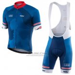 2017 Fietskleding Kalas HSBC GB Blauw Korte Mouwen en Koersbroek