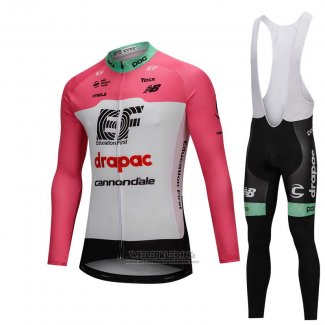 2018 Fietskleding Cannondale Drapac Wit en Roze Lange Mouwen en Koersbroek