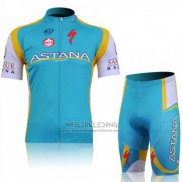 2011 Fietskleding Astana Azuur Korte Mouwen en Koersbroek