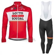 2017 Fietskleding Lotto Soudal Ml Rood Lange Mouwen en Koersbroek