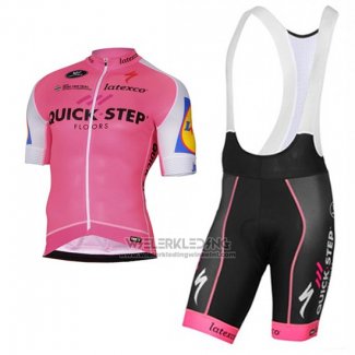 2017 Fietskleding Quick Step Roze Korte Mouwen en Koersbroek