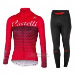 2017 Fietskleding Vrouw Castelli Rood Lange Mouwen en Koersbroek