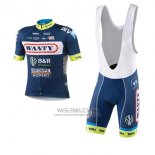 2017 Fietskleding Wanty Groupe Gobert Blauw Korte Mouwen en Koersbroek