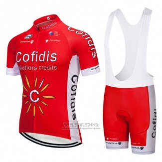 2018 Fietskleding Cofidis Rood en Wit Korte Mouwen en Koersbroek