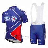 2018 Fietskleding FDJ Blauw Korte Mouwen en Koersbroek