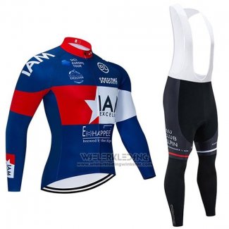 2020 Fietskleding IAM Wit Rood Blauw Lange Mouwen en Koersbroek