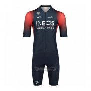 2022 Fietskleding Ineos Grenadiers Rood Blauw Korte Mouwen en Koersbroek