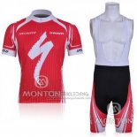 2011 Fietskleding Specialized Wit en Rood Korte Mouwen en Koersbroek