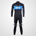 2012 Fietskleding Sky Zwart en Azuur Lange Mouwen en Koersbroek