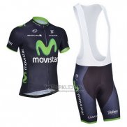 2014 Fietskleding Movistar Zwart Korte Mouwen en Koersbroek