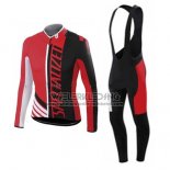 2015 Fietskleding Specialized Zwart en Helder Rood Lange Mouwen en Koersbroek