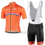 2017 Fietskleding Nederland Oranje Korte Mouwen en Koersbroek