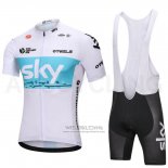 2018 Fietskleding Sky Wit en Blauw Korte Mouwen en Koersbroek