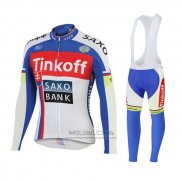 2018 Fietskleding Tinkoff Saxo Bank Rood Blauw Lange Mouwen en Koersbroek