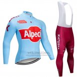 2019 Fietskleding Katusha Alpecin Blauw Rood Lange Mouwen en Koersbroek