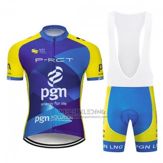 2019 Fietskleding PGN Blauw Helder Geel Korte Mouwen en Koersbroek