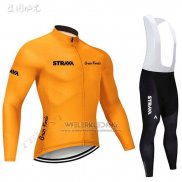 2019 Fietskleding STRAVA Oranje Lange Mouwen en Koersbroek