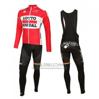 2016 Fietskleding Lotto Soudal Wit en Rood Lange Mouwen en Koersbroek