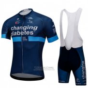 2018 Fietskleding Changing Diabetes Blauw Korte Mouwen en Koersbroek