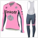 2018 Fietskleding Tinkoff Roze Lange Mouwen en Koersbroek