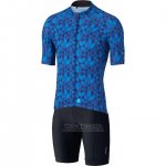 2020 Fietskleding Shimano Blauw Korte Mouwen en Koersbroek(1)