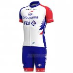 2021 Fietskleding Groupama-FDJ Rood Blauw Korte Mouwen en Koersbroek