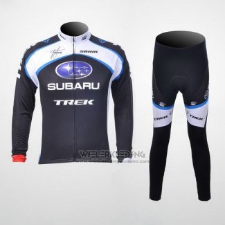 2011 Fietskleding Subaru Wit en Zwart Lange Mouwen en Koersbroek