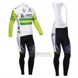 2013 Fietskleding Orica GreenEDGE Wit en Groen Lange Mouwen en Koersbroek