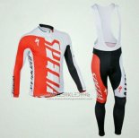 2015 Fietskleding Specialized Rood en Wit Lange Mouwen en Koersbroek