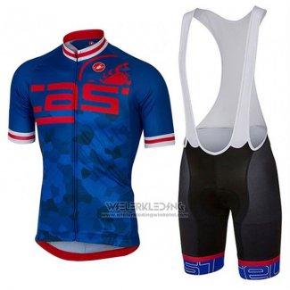 2017 Fietskleding Castelli Blauw en Rood Korte Mouwen en Koersbroek