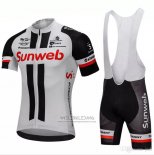 2018 Fietskleding Sunweb Grijs en Zwart Korte Mouwen en Koersbroek