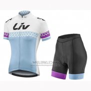 2019 Fietskleding Vrouw Liv Wit Blauw Korte Mouwen en Koersbroek