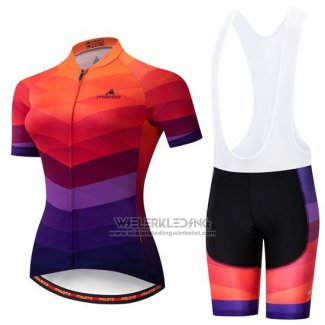 2019 Fietskleding Vrouw Miloto Oranje Violet Korte Mouwen en Koersbroek