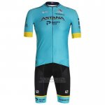 2020 Fietskleding Astana Geel Blauw Korte Mouwen en Koersbroek